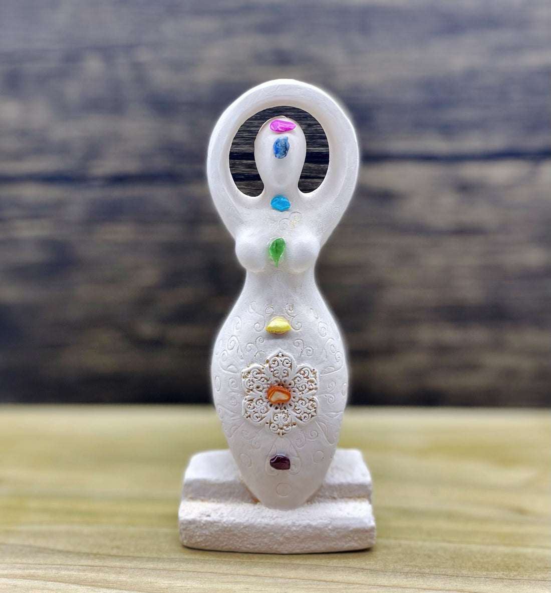 Goddess Cement Figurine Chakras