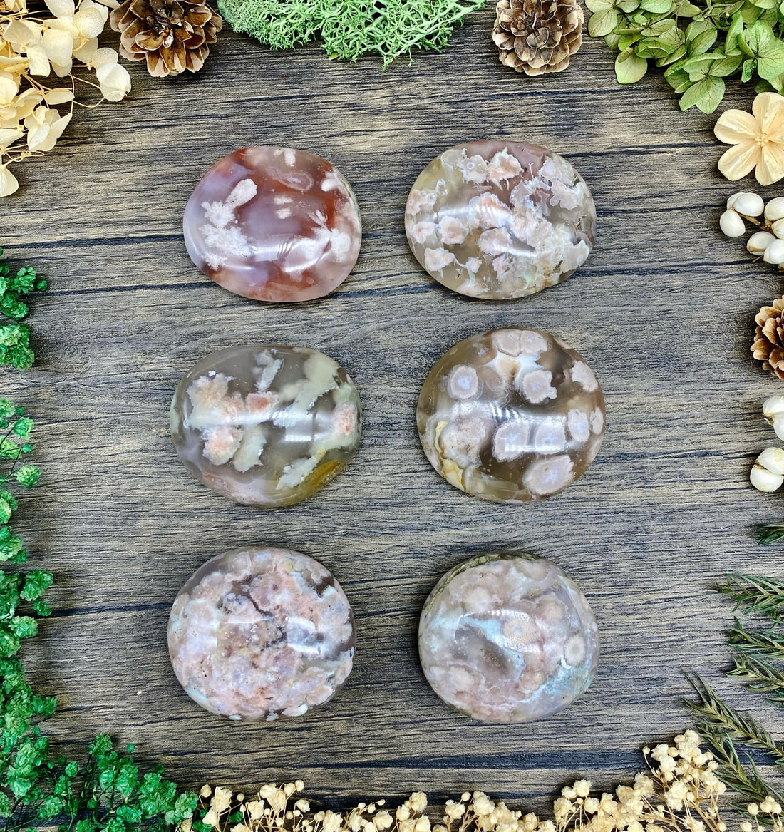 Flower Agate Palm Stone $24