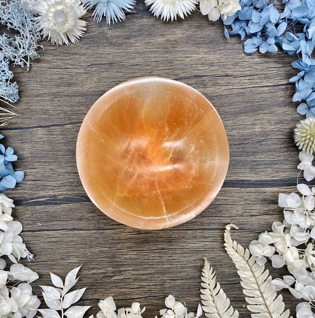 Orange Selenite Round Bowl Small