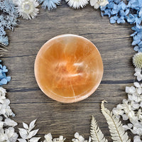 Orange Selenite Round Bowl Small