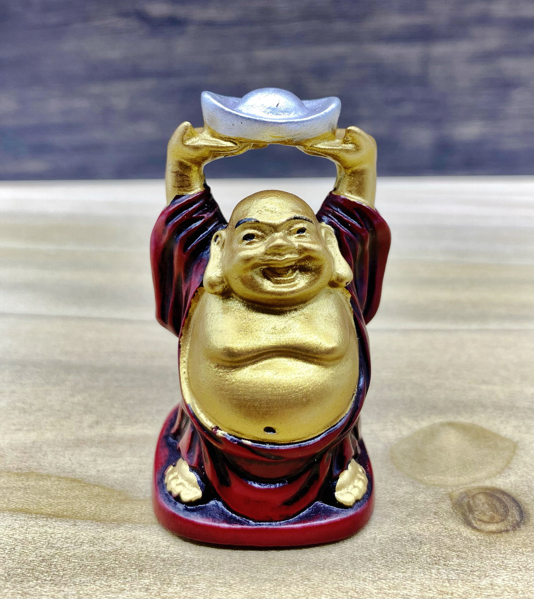 Gold and Red Buddha Figurine 2"