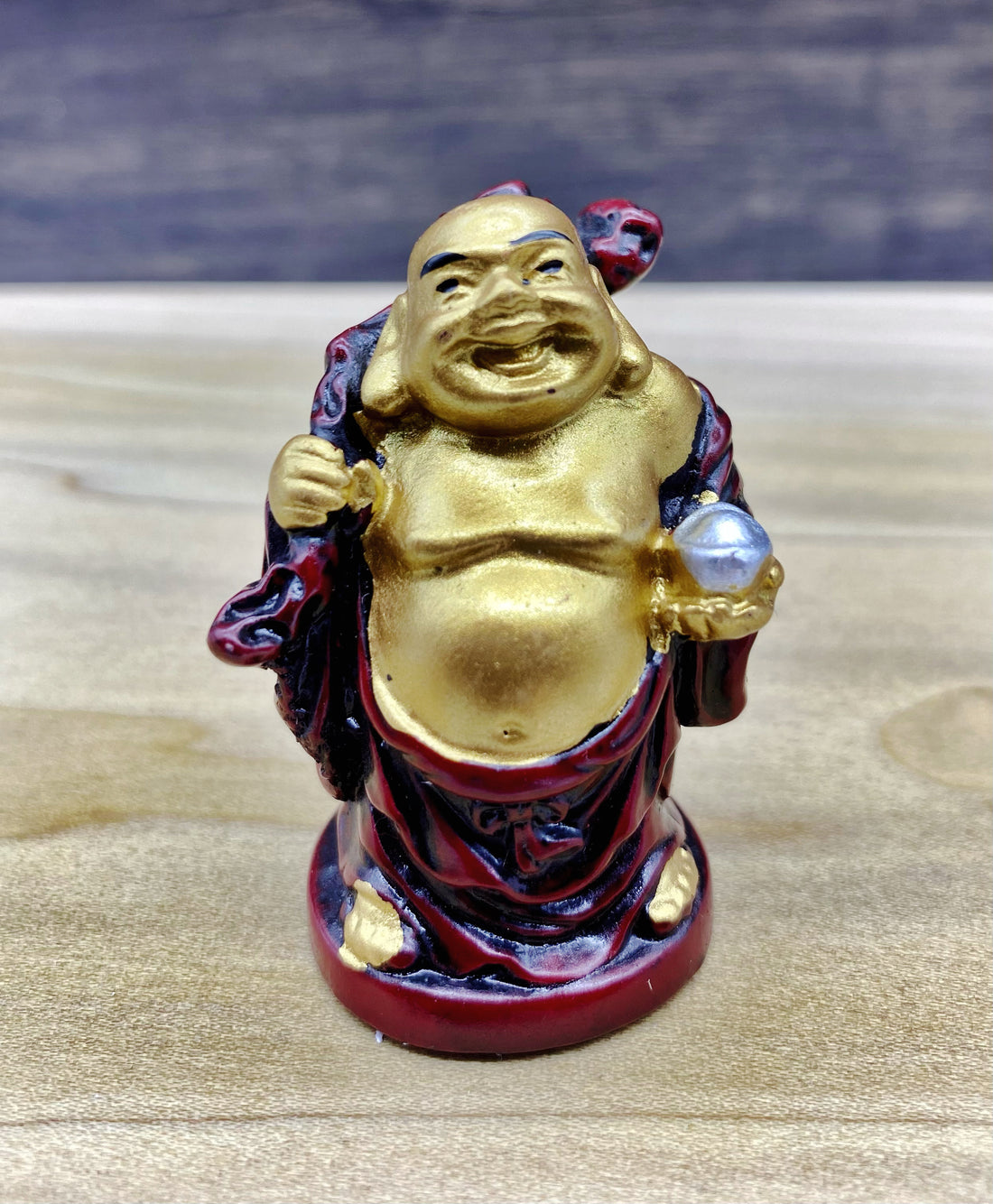 Gold and Red Buddha Figurine 2"