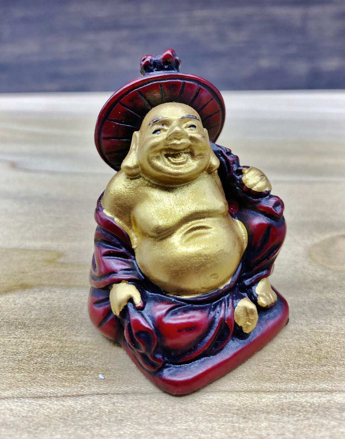Gold and Red Buddha Figurine 2"