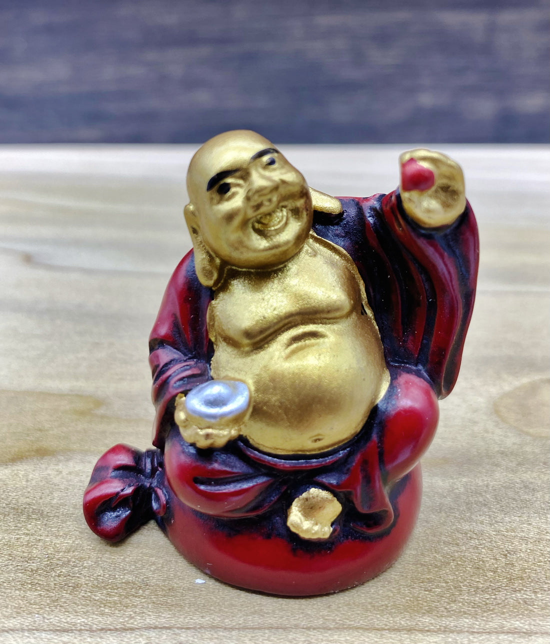 Gold and Red Buddha Figurine 2"