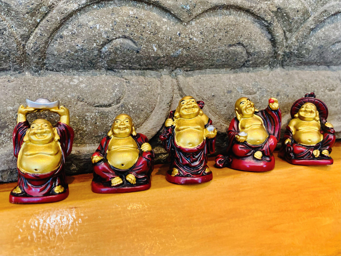 Gold and Red Buddha Figurine 2"