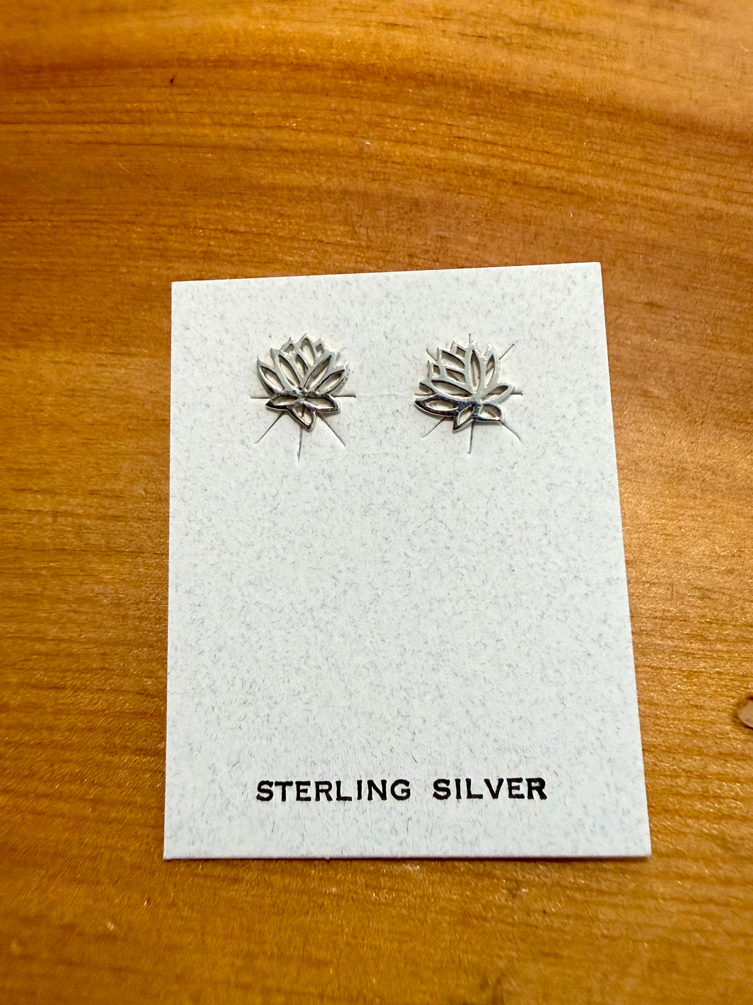 Tiny Silver Lotus Stud Earrings
