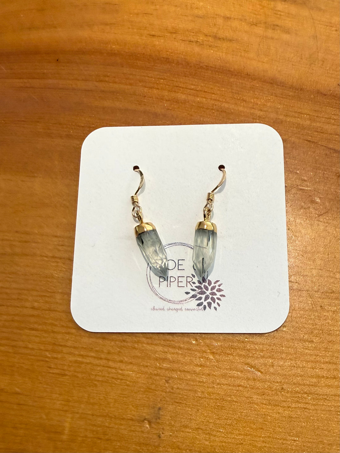 Gold Prehnite Point Earrings