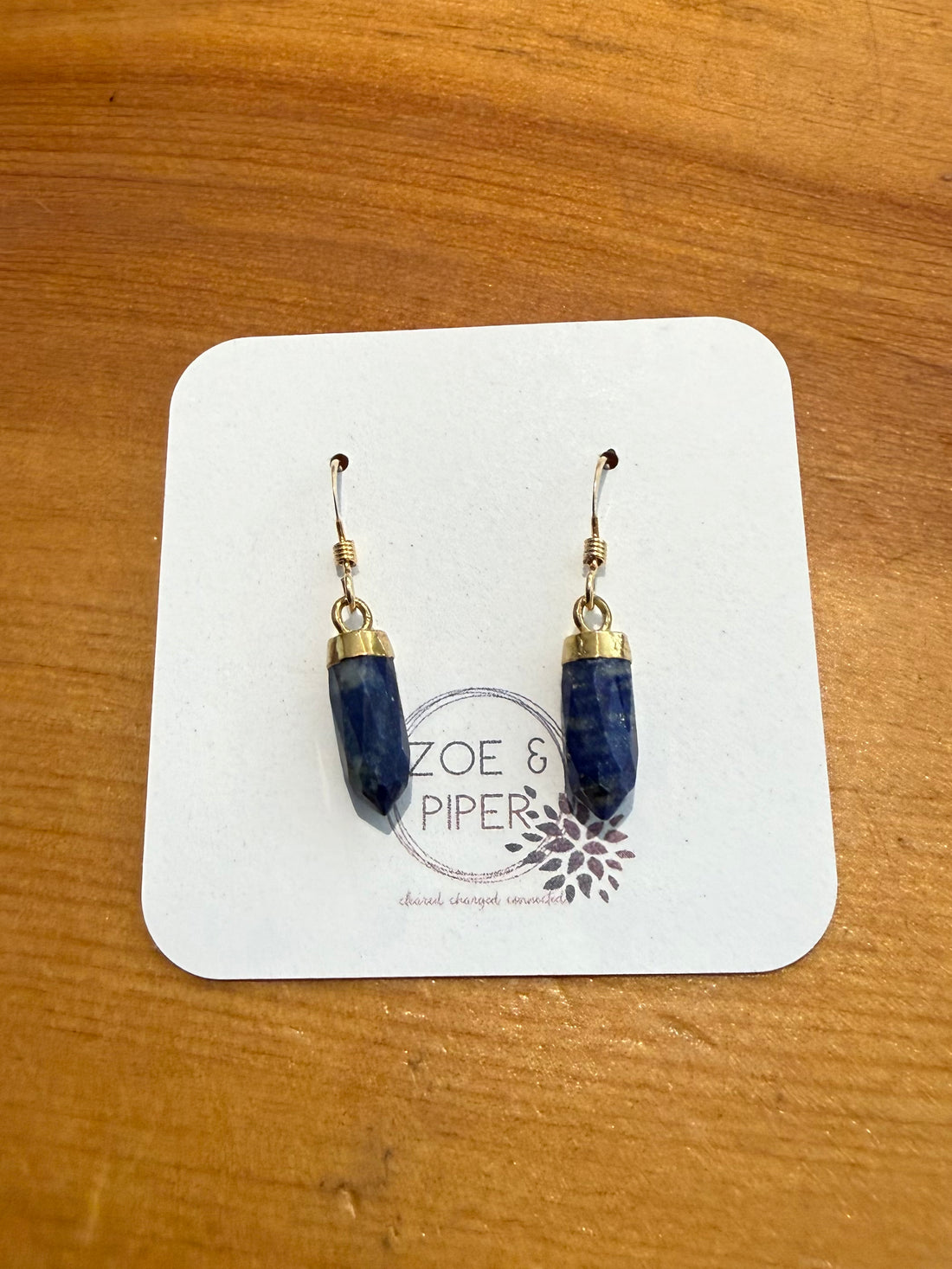 Gold Lapis Lazuli Point Earrings