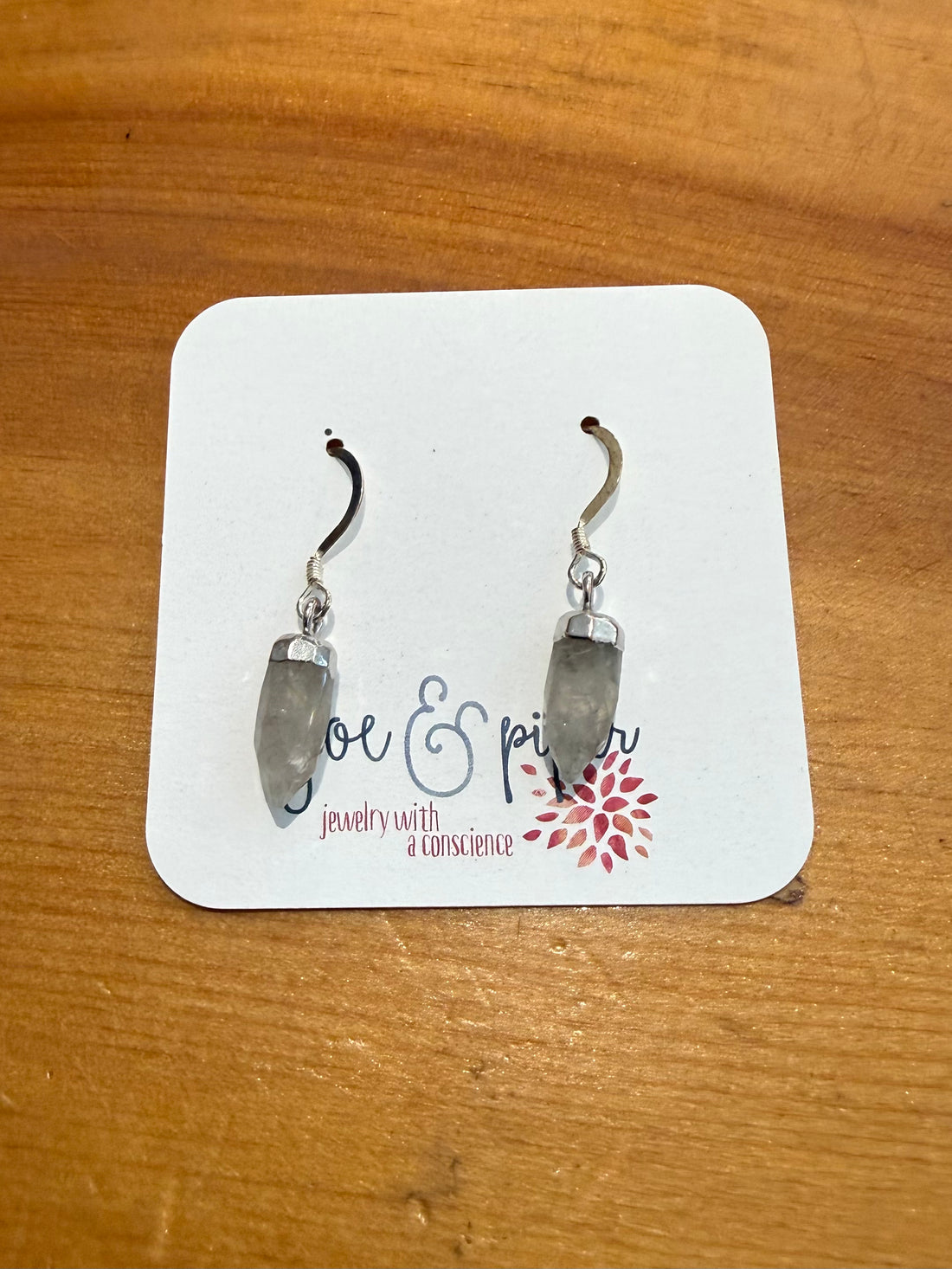 Silver Rutilated Quartz Point Earrings