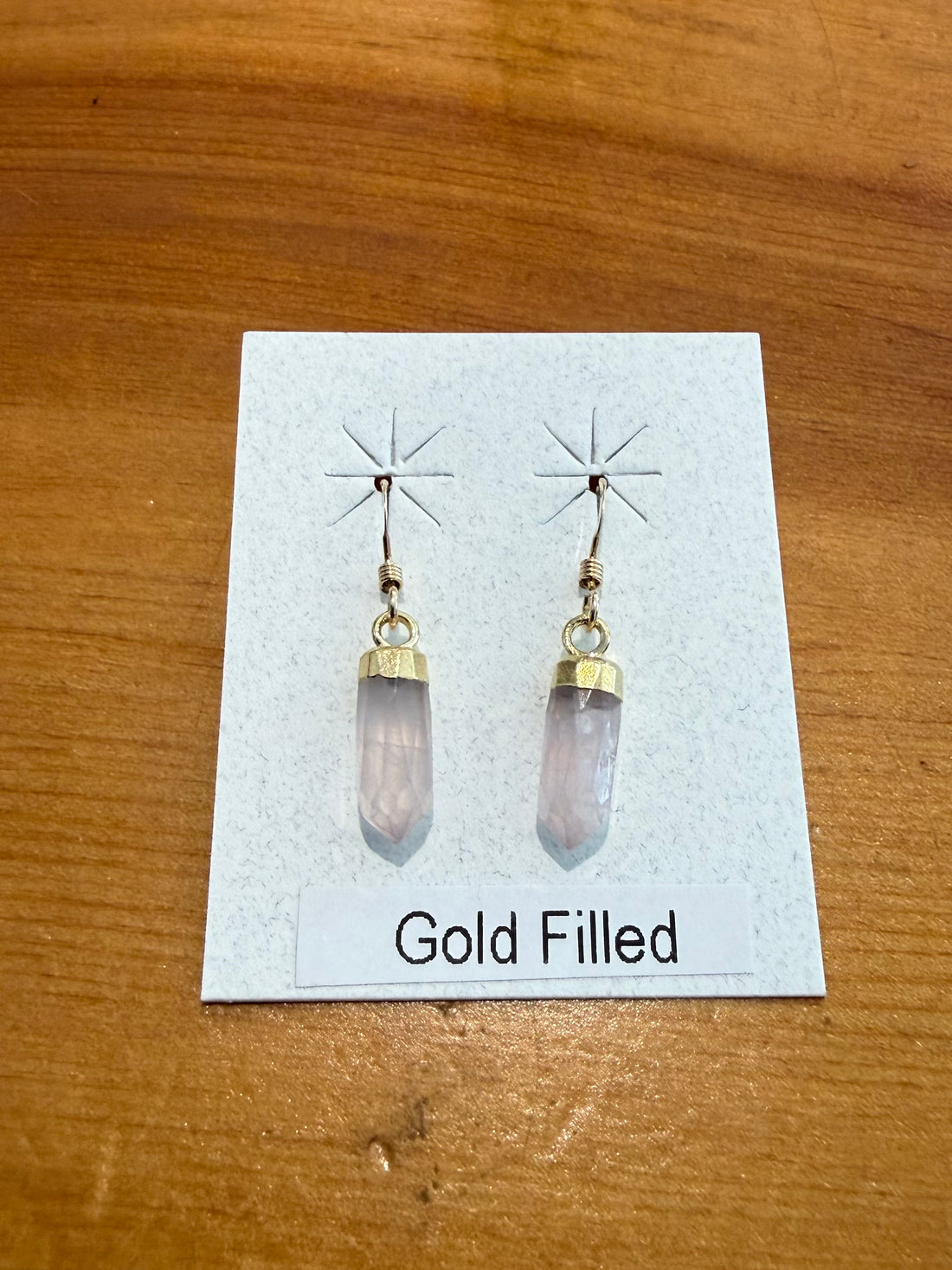 Gold Rose Quartz Point Earrings