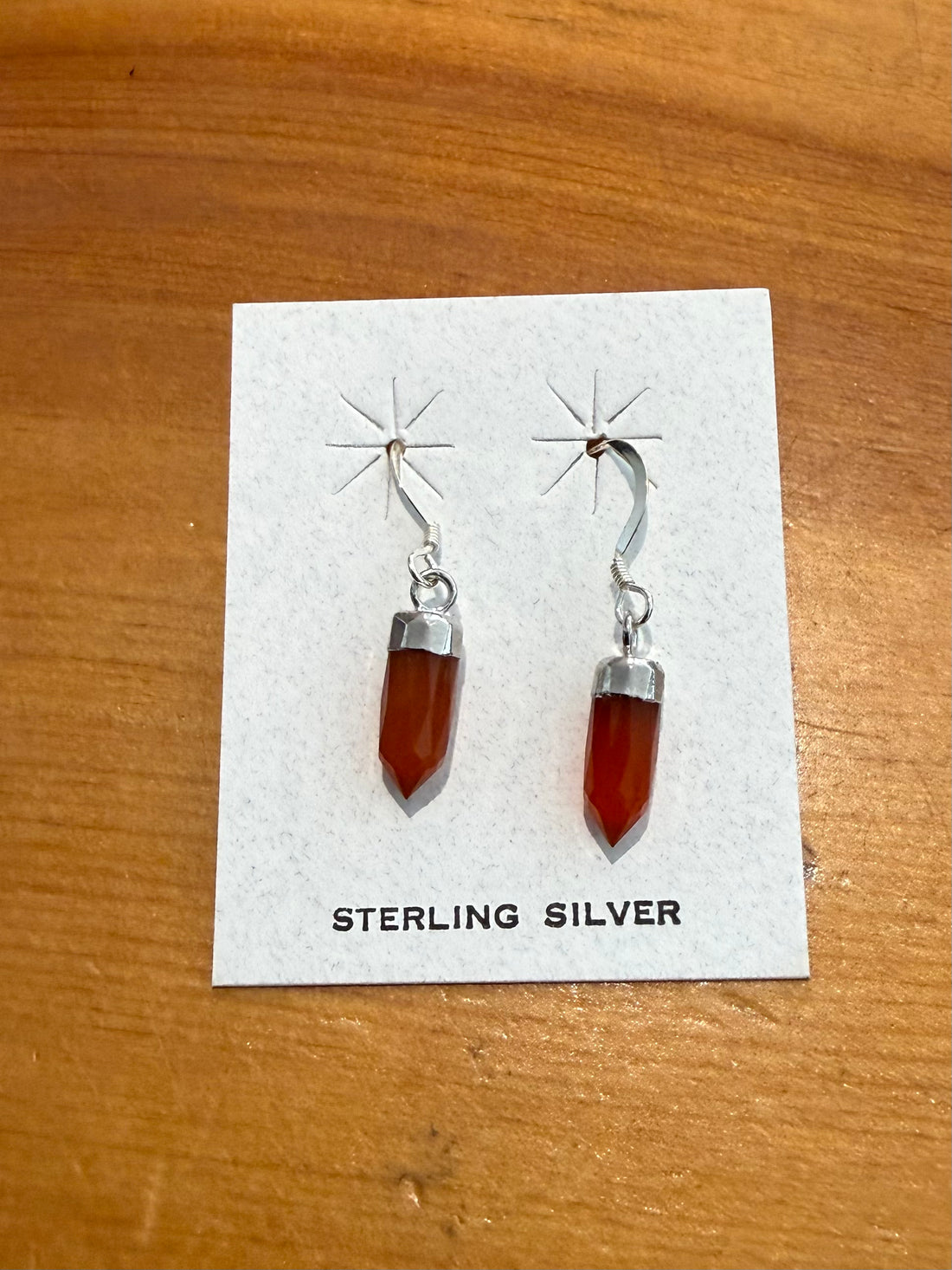 Red Onyx Silver Point Earrings
