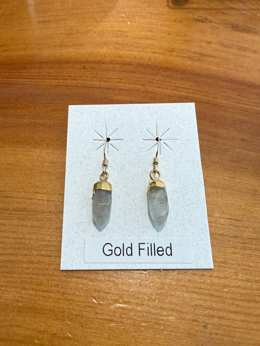 Gold Rutilated Quartz Point Earrings