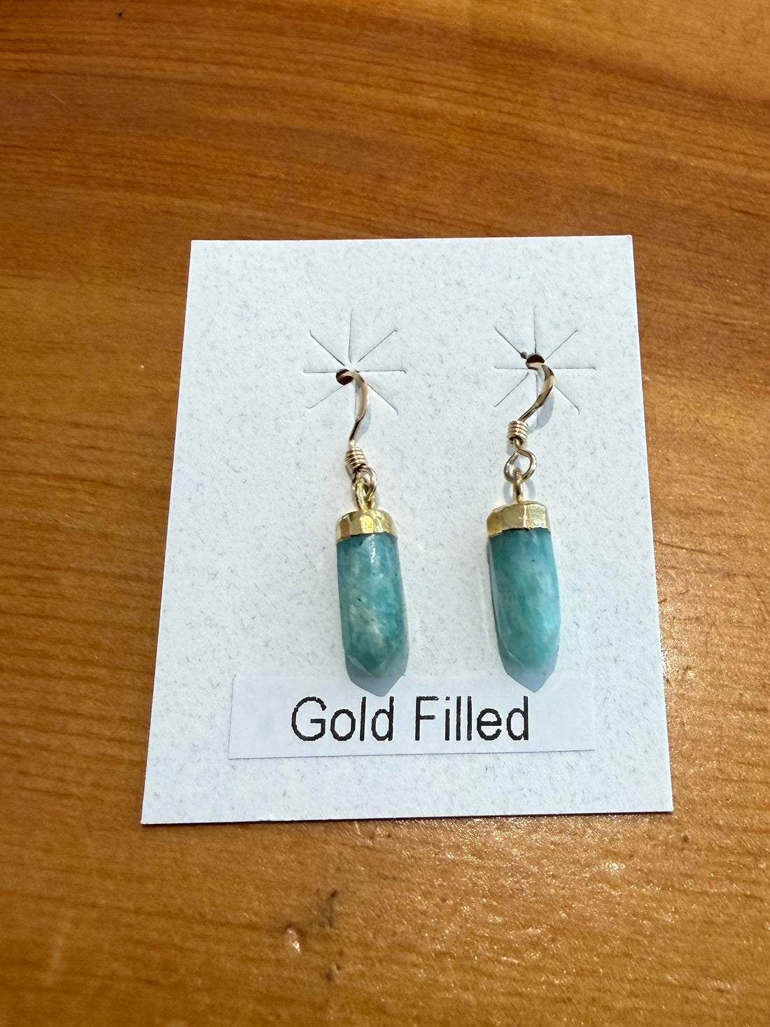 Gold Amazonite Point Earrings