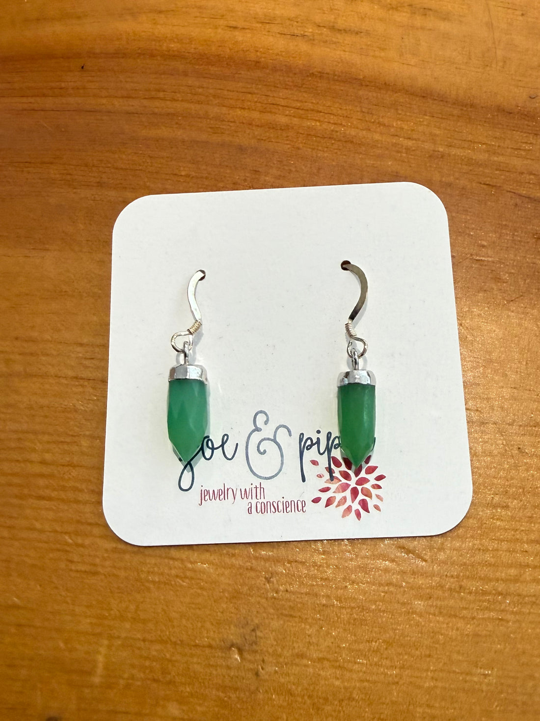Silver Chrysoprase Point Earrings