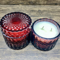 Vintage Crystal Candle Amber Cranberry