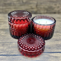 Vintage Crystal Candle Amber Cranberry