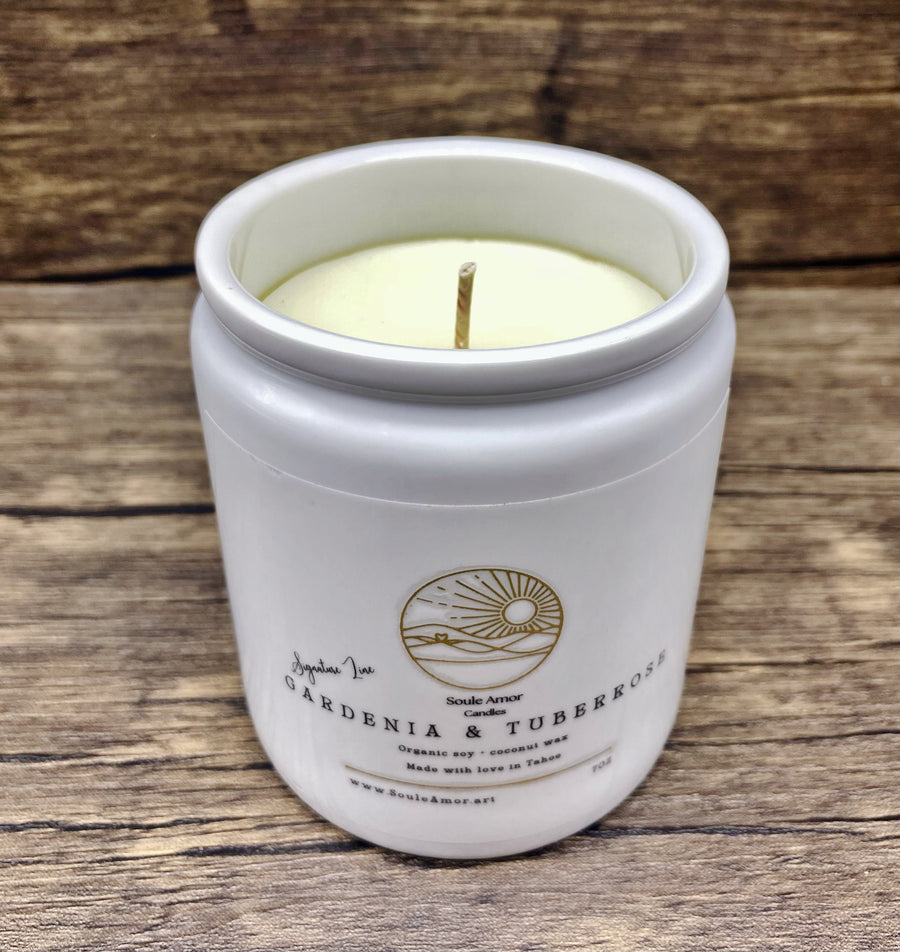 Gardenia & Tuberose White Ceramic Candle