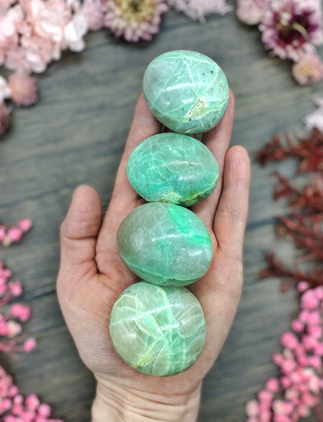 Green Moonstone Palm Stone