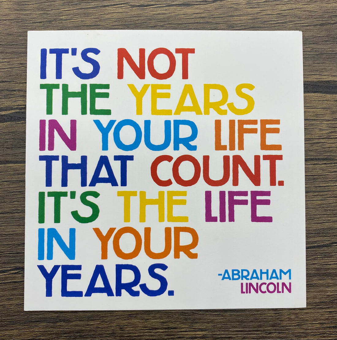 Quotable Card: Its not the years...