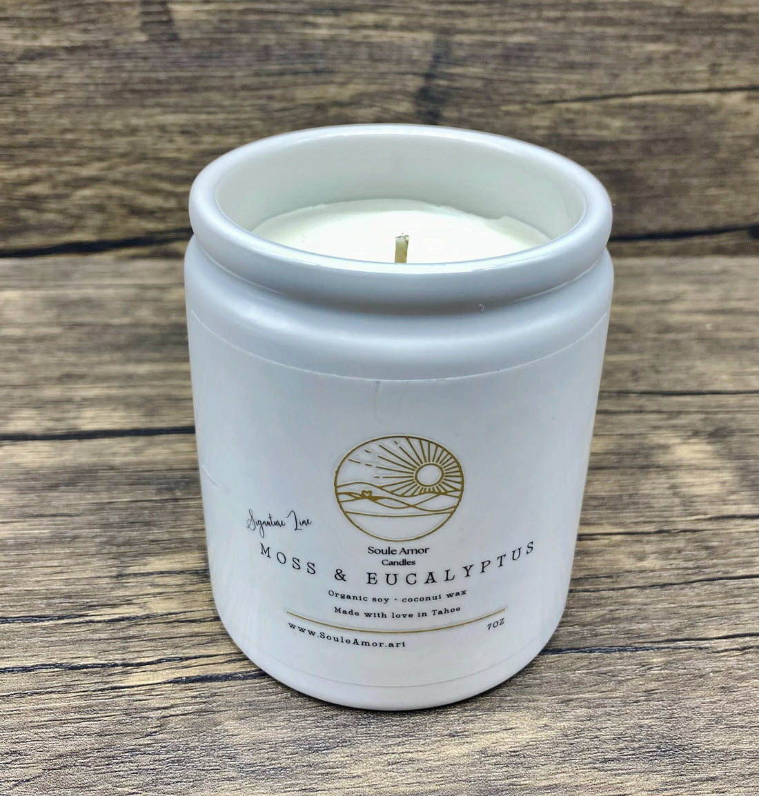 Moss & Eucalyptus White Ceramic Candle