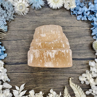 Orange Selenite Candle Holder