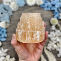 Orange Selenite Candle Holder