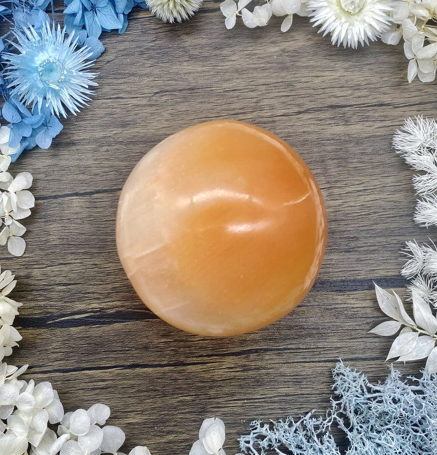 Orange Selenite Sphere $35