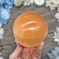 Orange Selenite Sphere $35