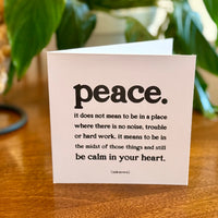 Quotable Card: Peace it does not mean...