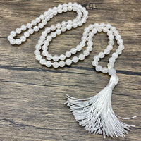 Mala 108 White Jade Knotted