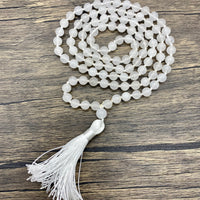 Mala 108 White Jade Knotted